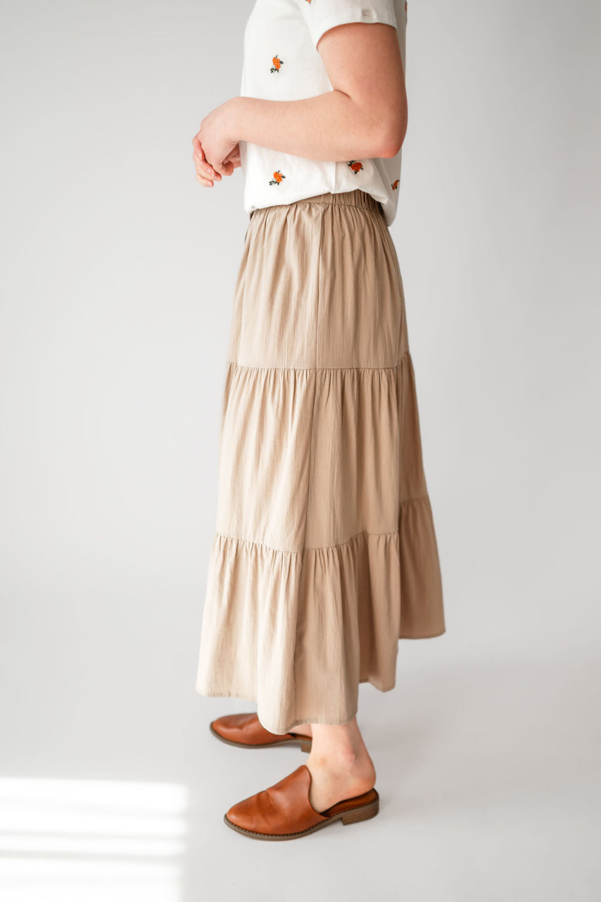 Aspen Tiered Skirt in Latte - FINAL SALE