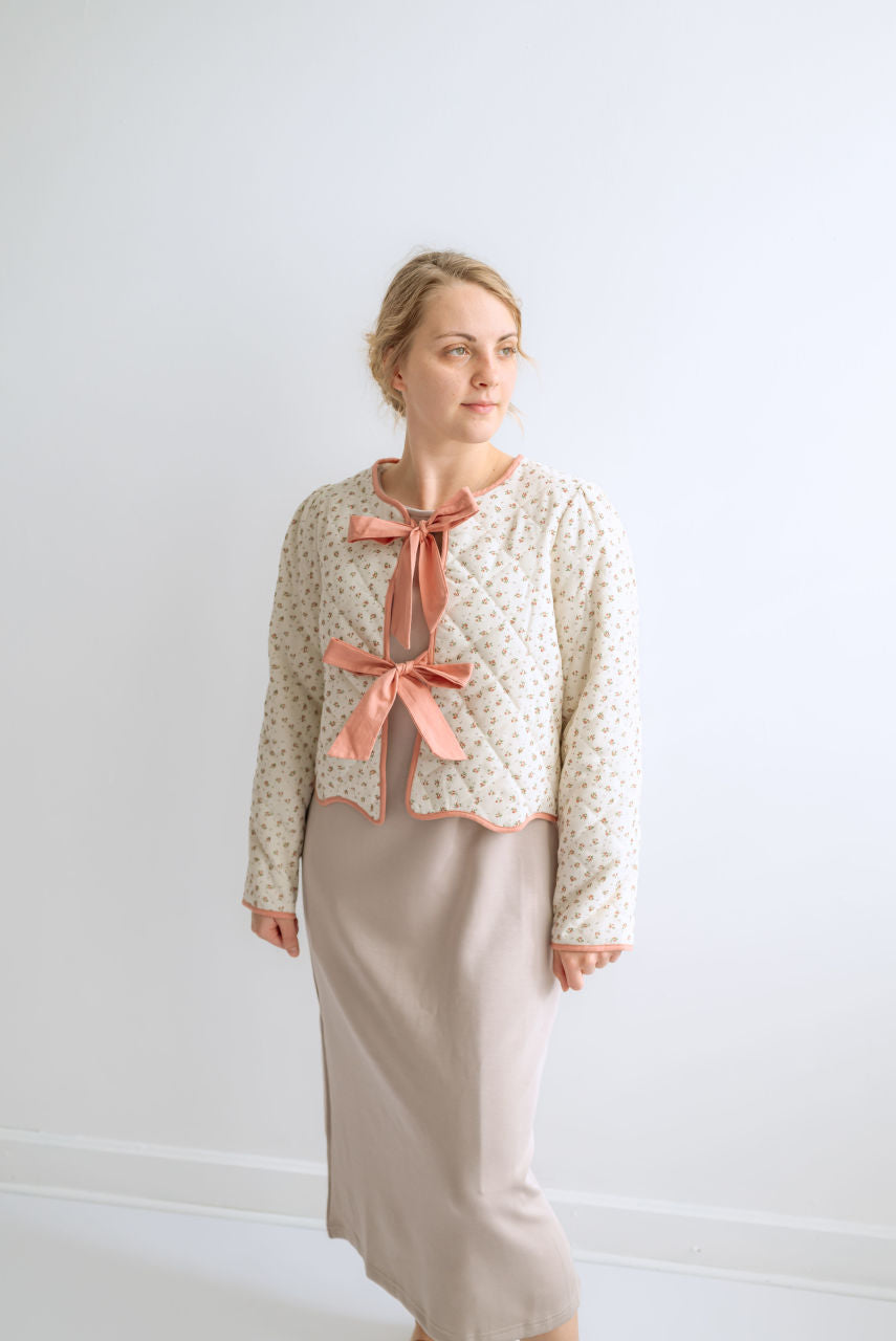 Vivian Floral Quilted Jacket in Blush