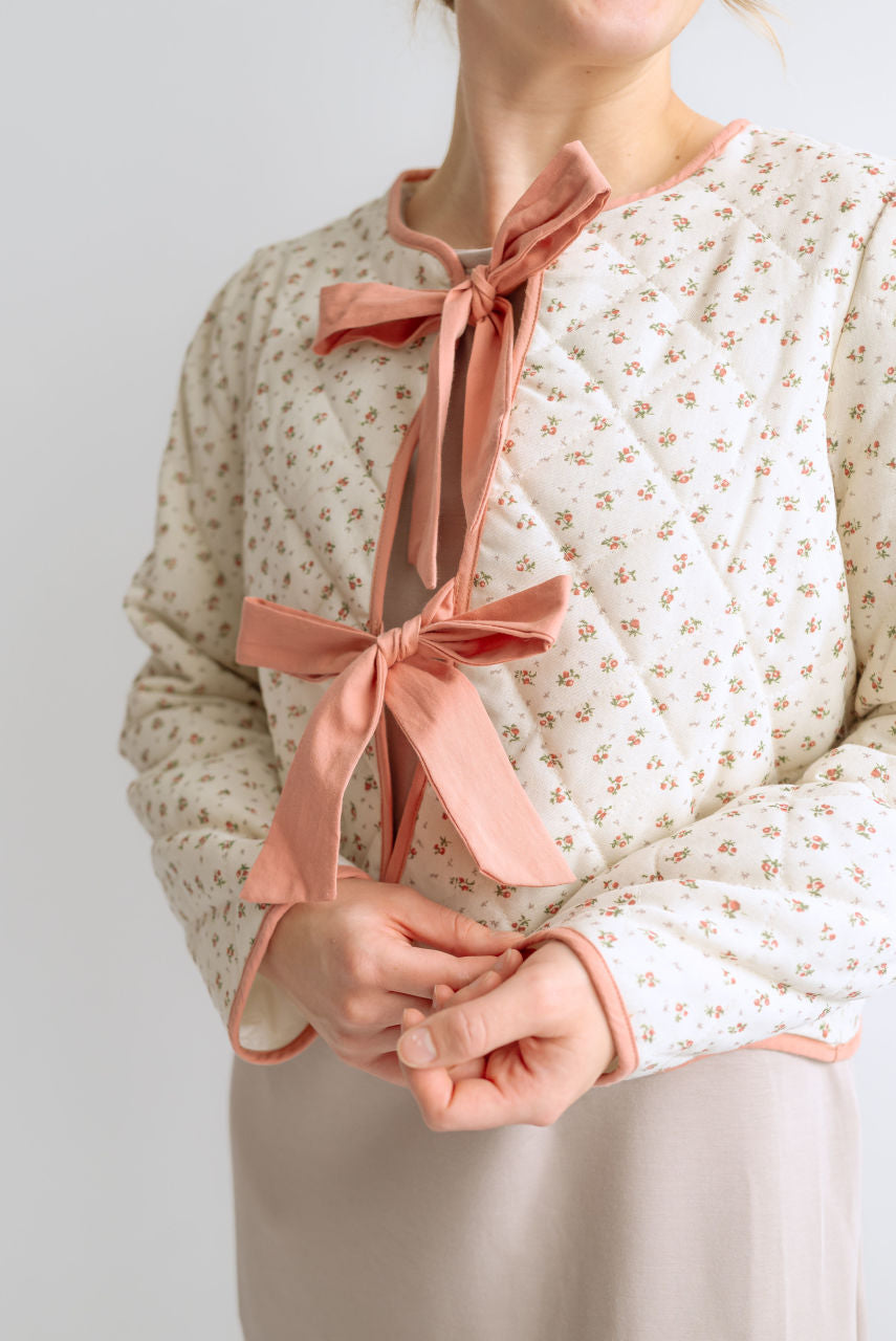 Vivian Floral Quilted Jacket in Blush