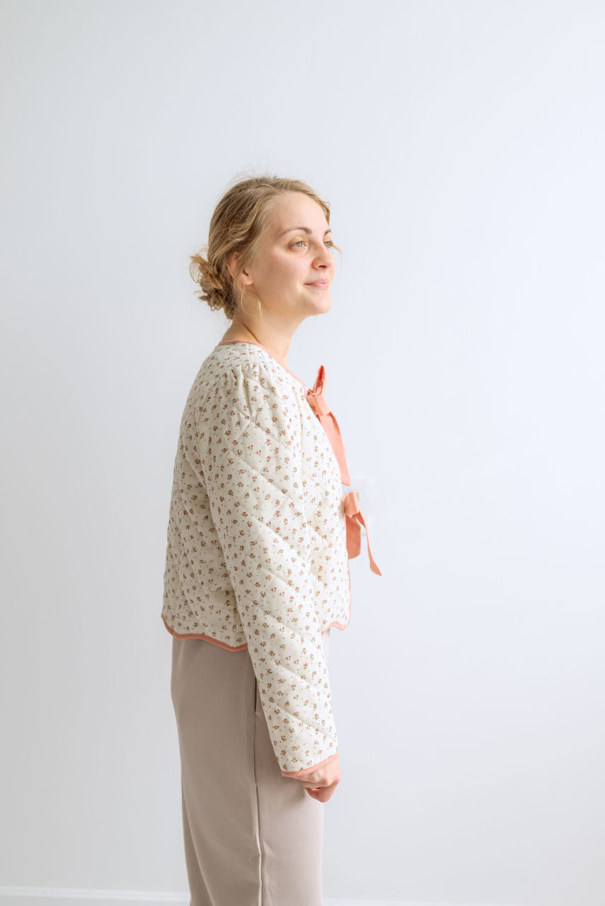 Vivian Floral Quilted Jacket in Blush