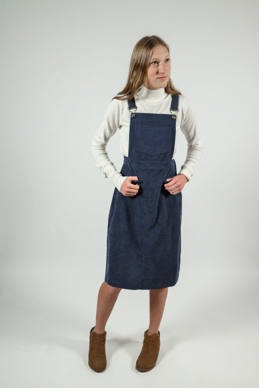 Evie Corduroy Overall Dress in Smoke - FINAL SALE