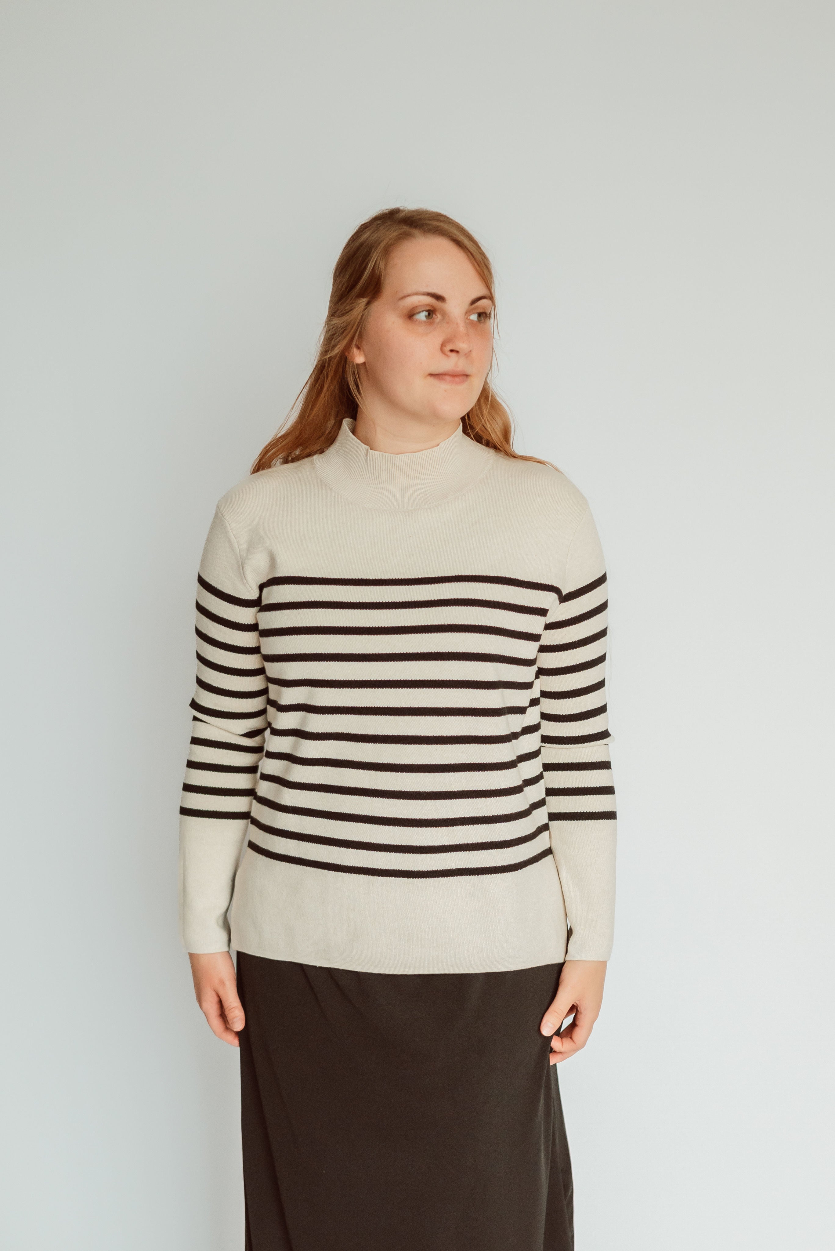 Jasmine Sweater in Oat/Black Stripes