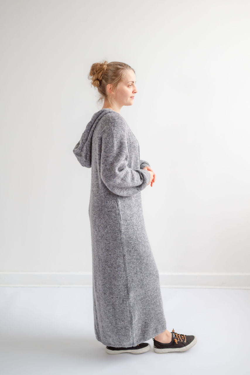 Memphis Hoodie Sweater Dress in Charcoal