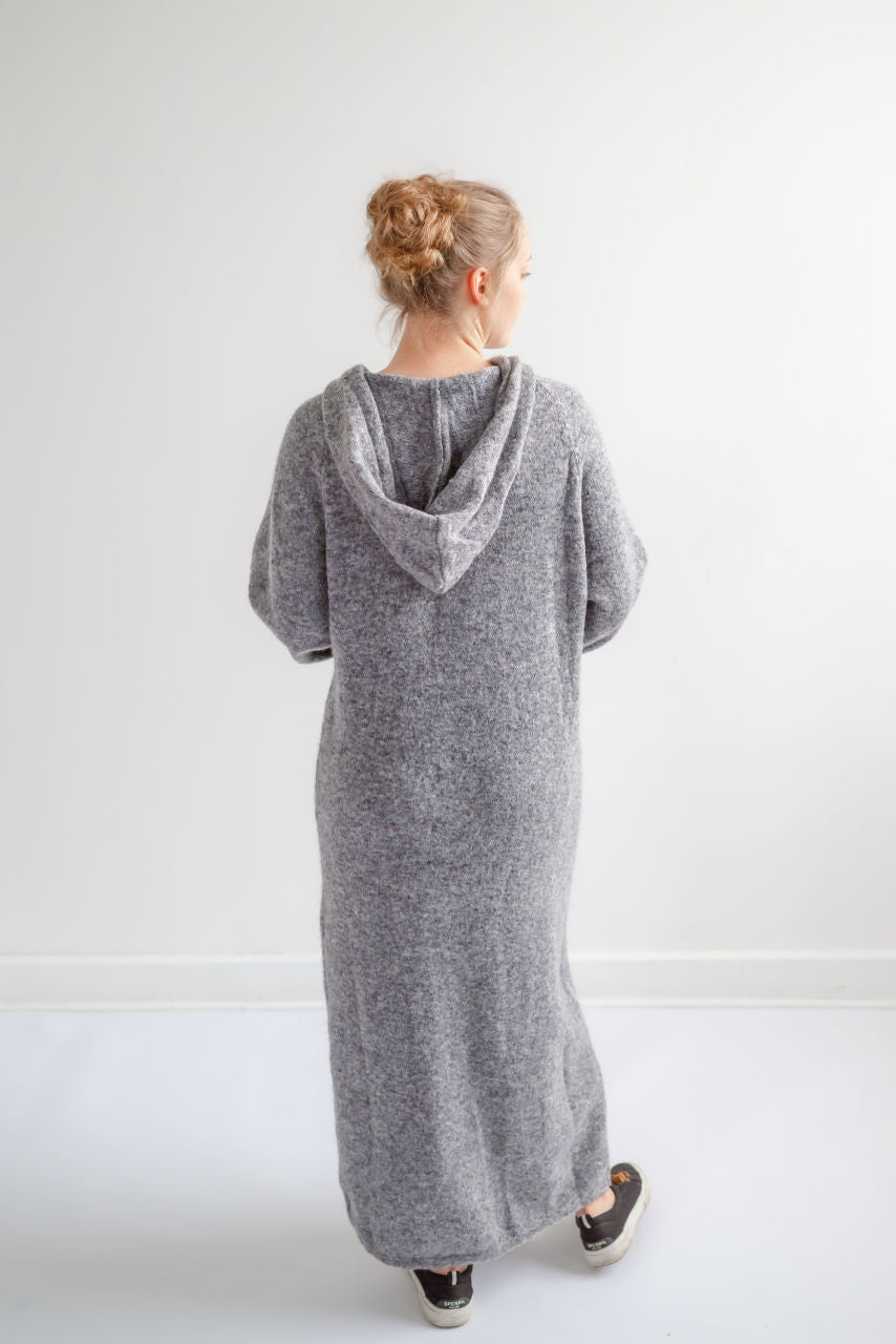 Memphis Hoodie Sweater Dress in Charcoal