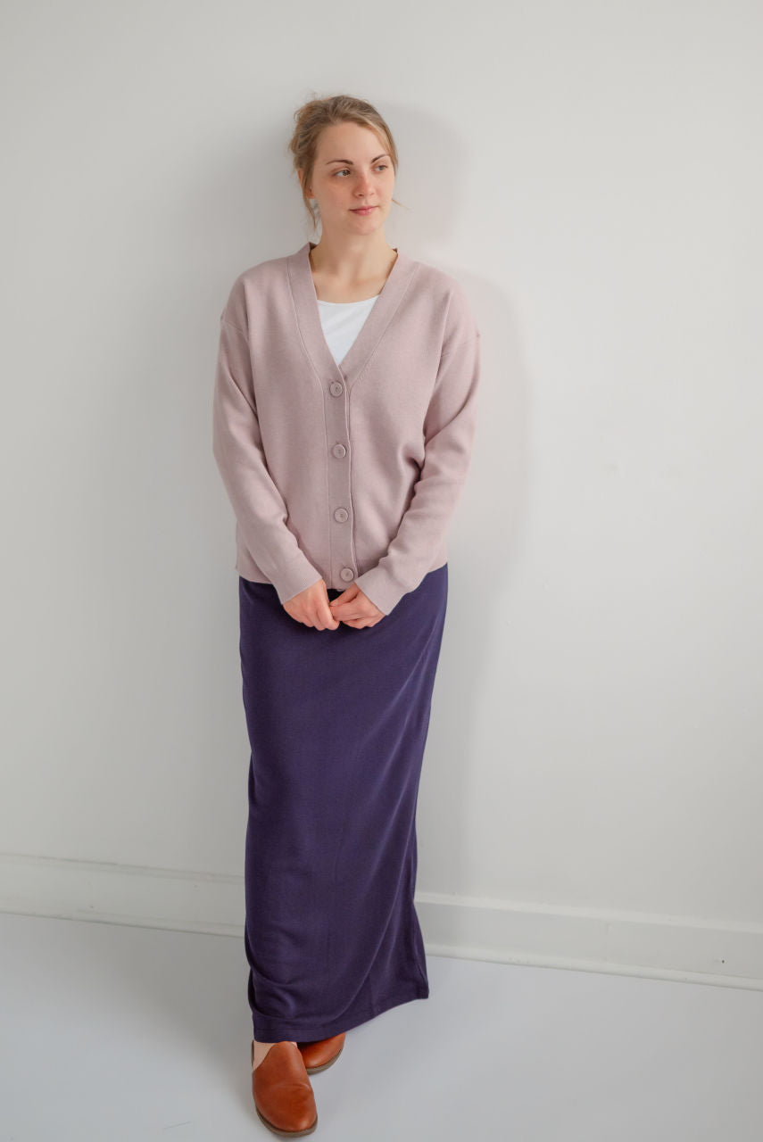 Sophia Button Sweater in Lavender Fog