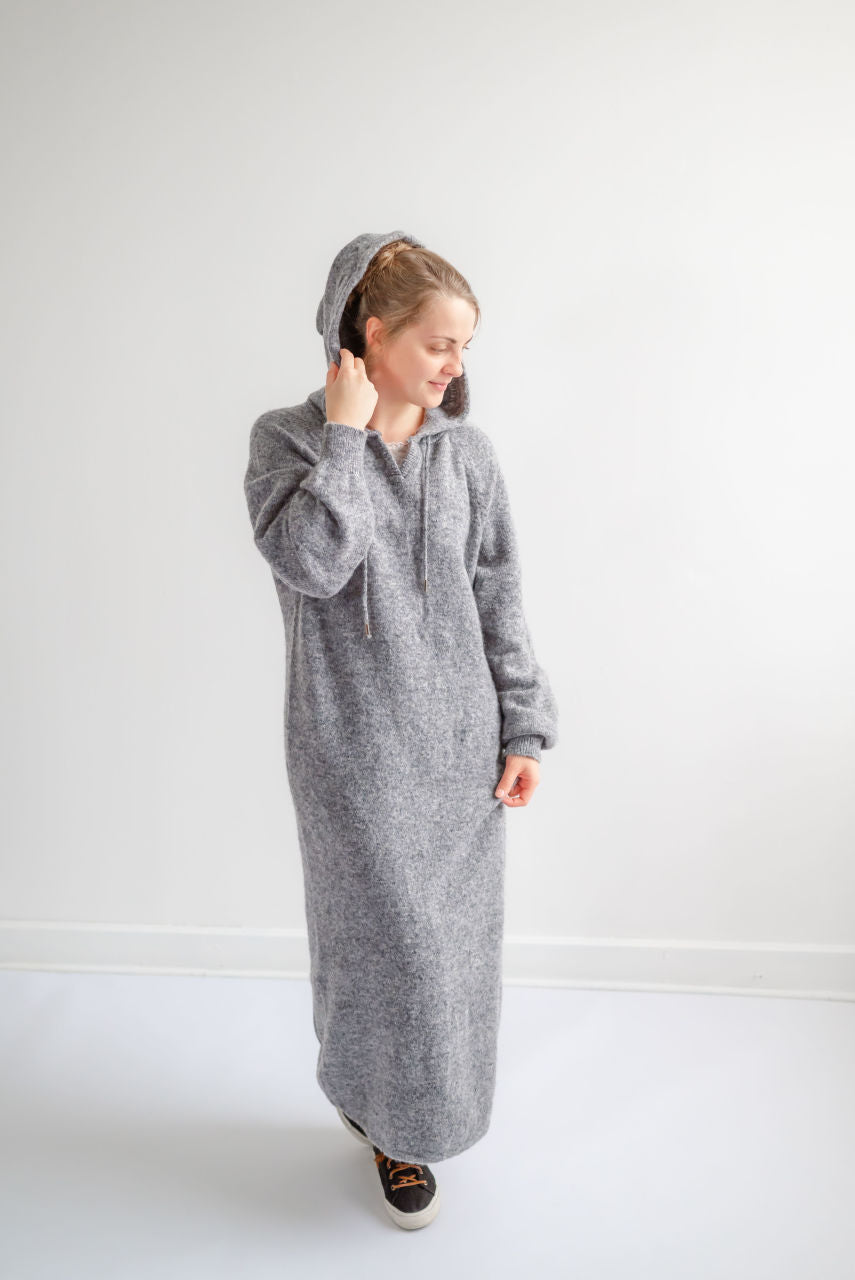 Memphis Hoodie Sweater Dress in Charcoal