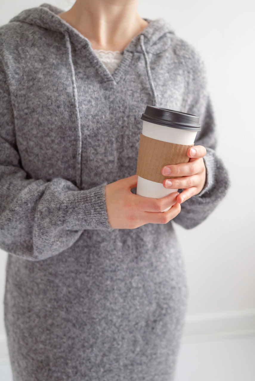 Memphis Hoodie Sweater Dress in Charcoal