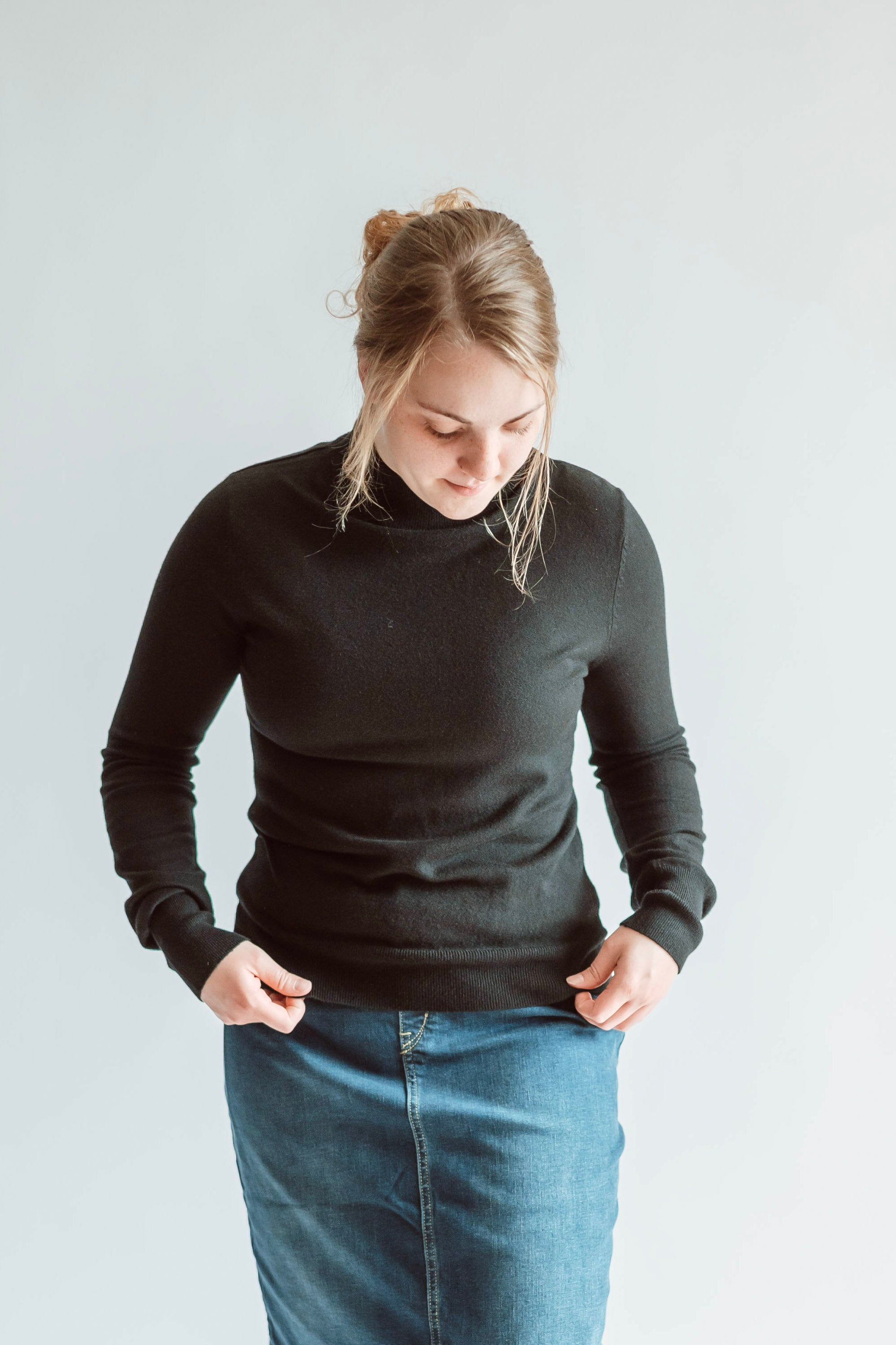 Celia Mock Neck Sweater in Black