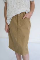 Blaire Girls Denim Skirt in Khaki - Blaire Girls Denim Skirt in Khaki - 4 - Salt and Honey