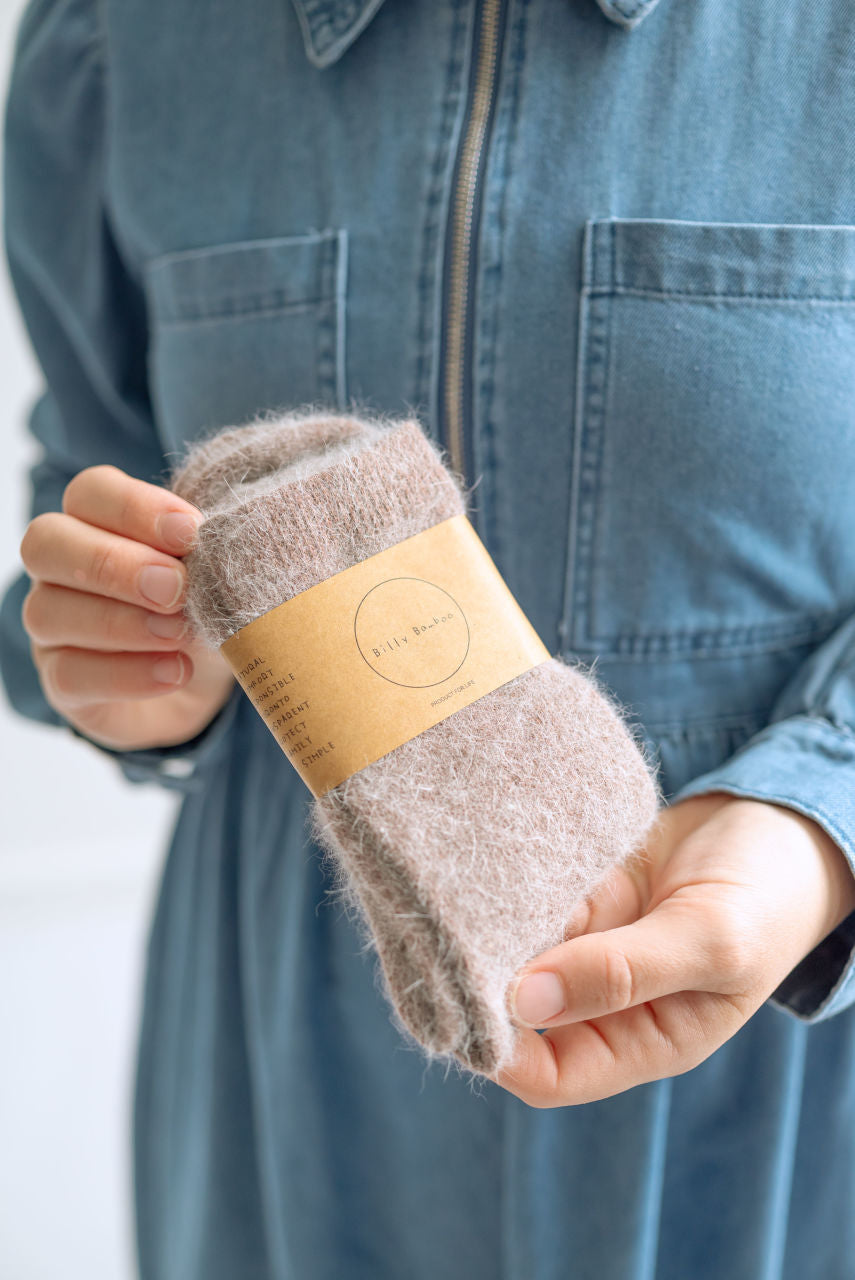 Fluffy Angora Socks in Mushroom