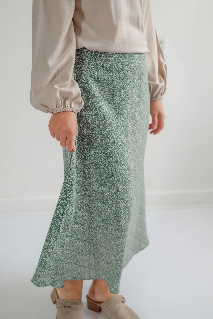 Bristol Floral Midi Skirt in Pine