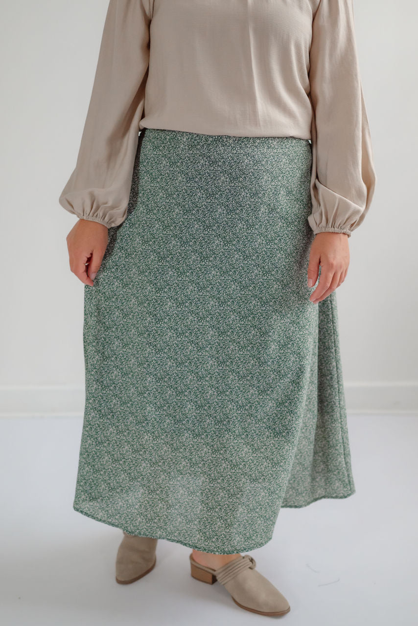 Bristol Floral Midi Skirt in Pine