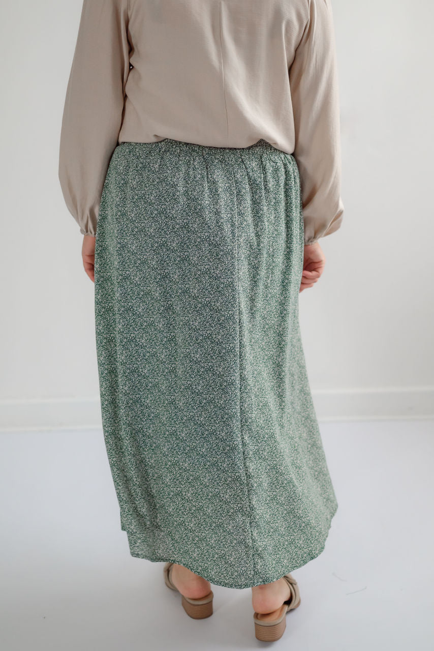 Bristol Floral Midi Skirt in Pine