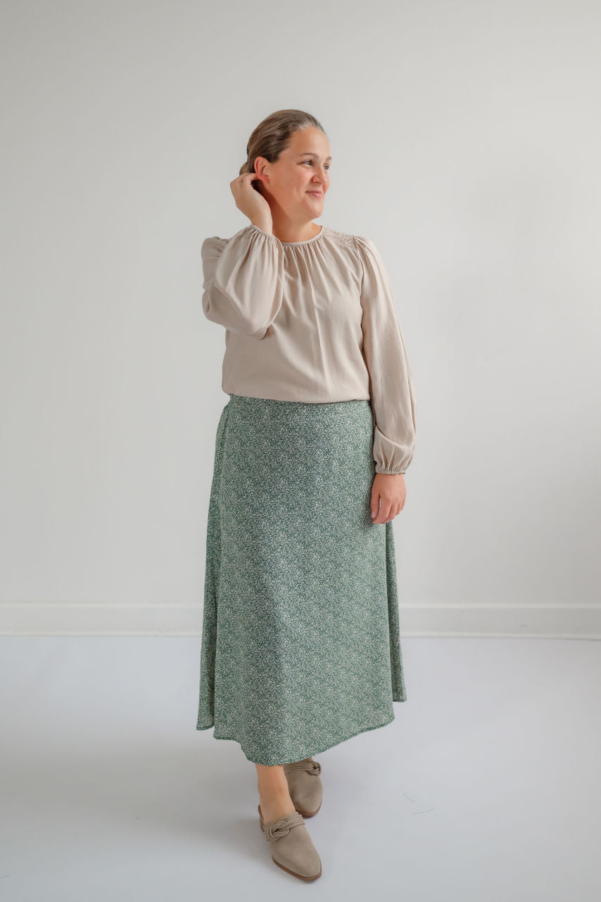 Bristol Floral Midi Skirt in Pine