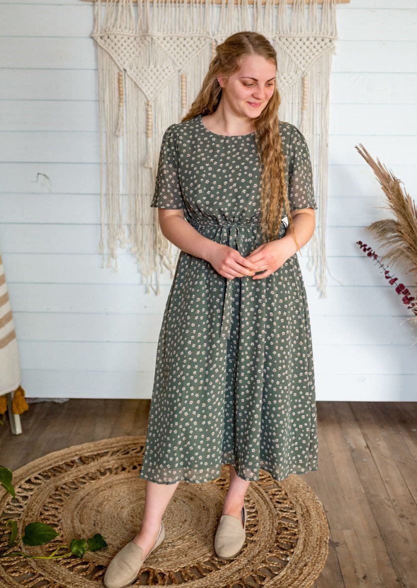Ramona Modest Women's Midi Dress In Sage