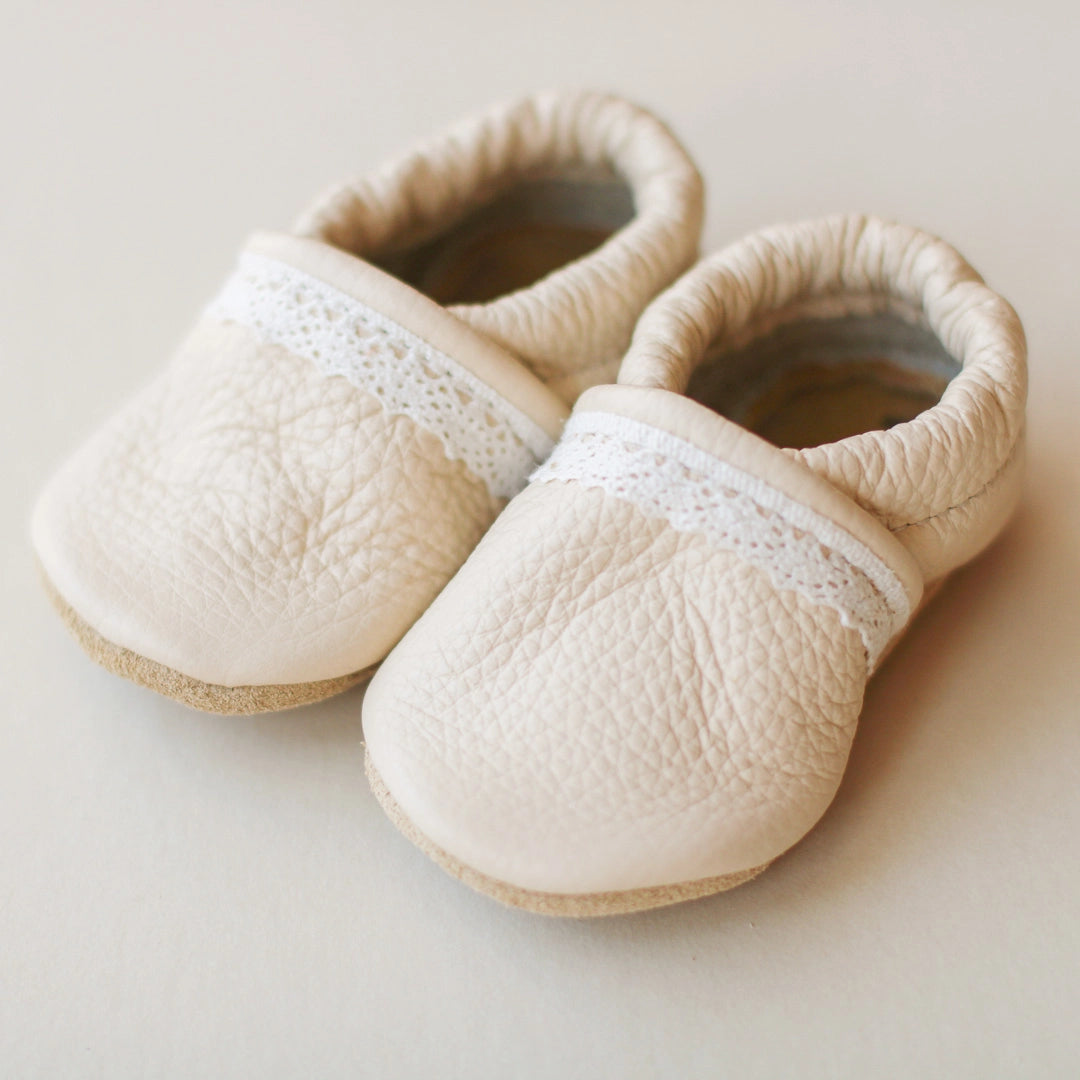 Baby Leather Slip-On Shoes in Cream