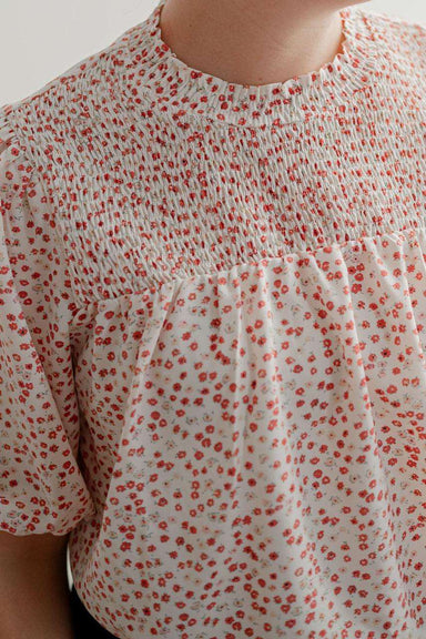 Allison Floral Smocked Top in Strawberry Pink - Allison Floral Smocked Top in Strawberry Pink - XS - Salt and Honey
