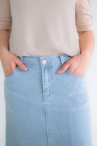 Amira Denim Maxi Skirt in Light Wash - FINAL SALE - Amira Denim Maxi Skirt in Light Wash - FINAL SALE - S - Salt and Honey