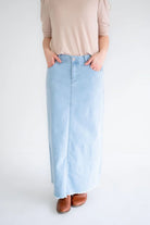 Amira Denim Maxi Skirt in Light Wash - FINAL SALE - Amira Denim Maxi Skirt in Light Wash - FINAL SALE - S - Salt and Honey