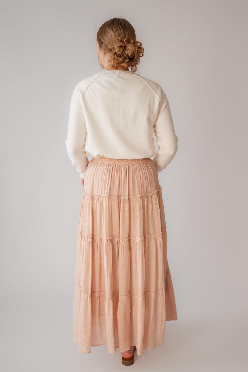 Aurora Tiered Maxi Skirt in Blush - Aurora Tiered Maxi Skirt in Blush - undefined - Salt and Honey