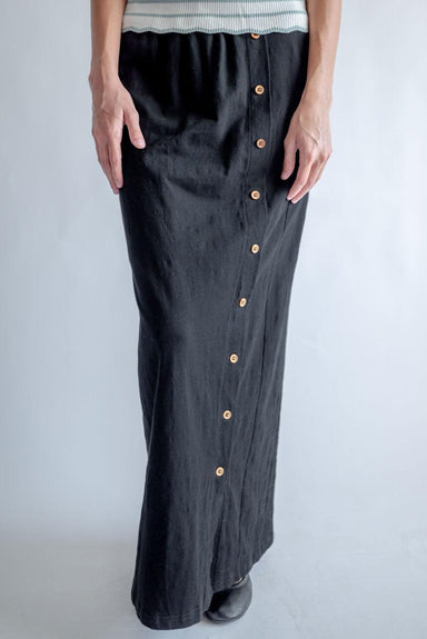 Avonlea' Button Down Maxi Skirt in Black - FINAL SALE - Avonlea' Button Down Maxi Skirt in Black - FINAL SALE - undefined - Salt and Honey