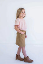 Blaire Girls Denim Skirt in Khaki - Blaire Girls Denim Skirt in Khaki - 4 - Salt and Honey