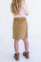 Blaire Girls Denim Skirt in Khaki - Blaire Girls Denim Skirt in Khaki - 4 - Salt and Honey