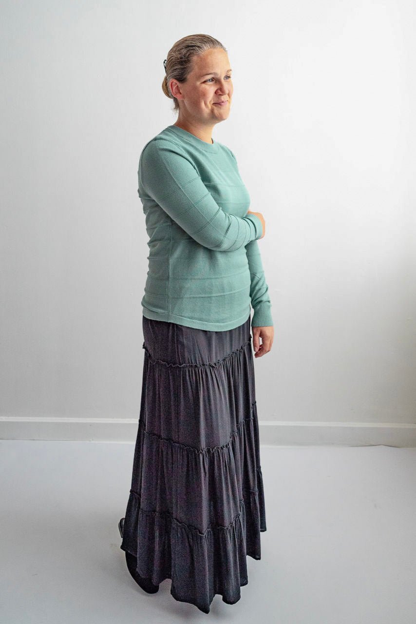 Camille Pin-tucked Sweater in Seaglass