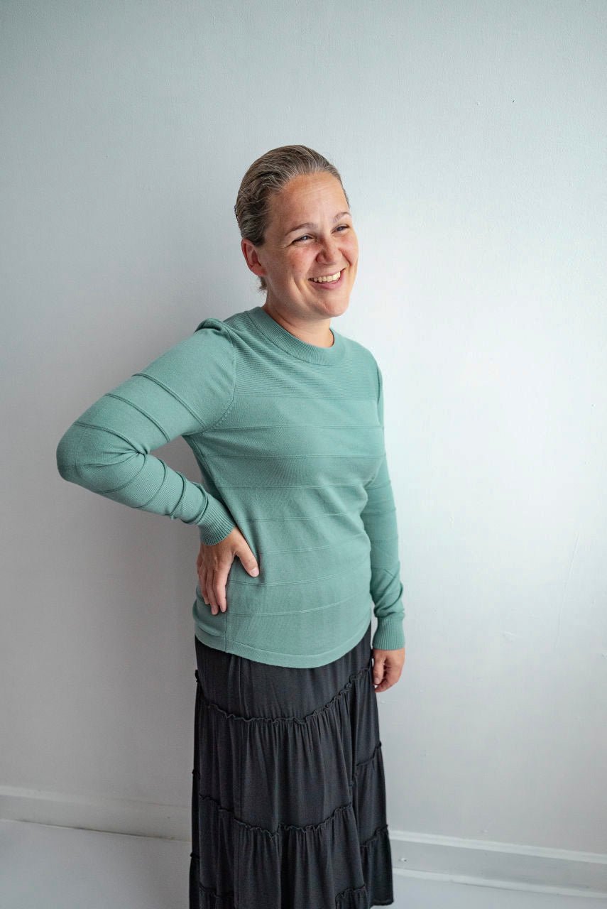 Camille Pin-tucked Sweater in Seaglass