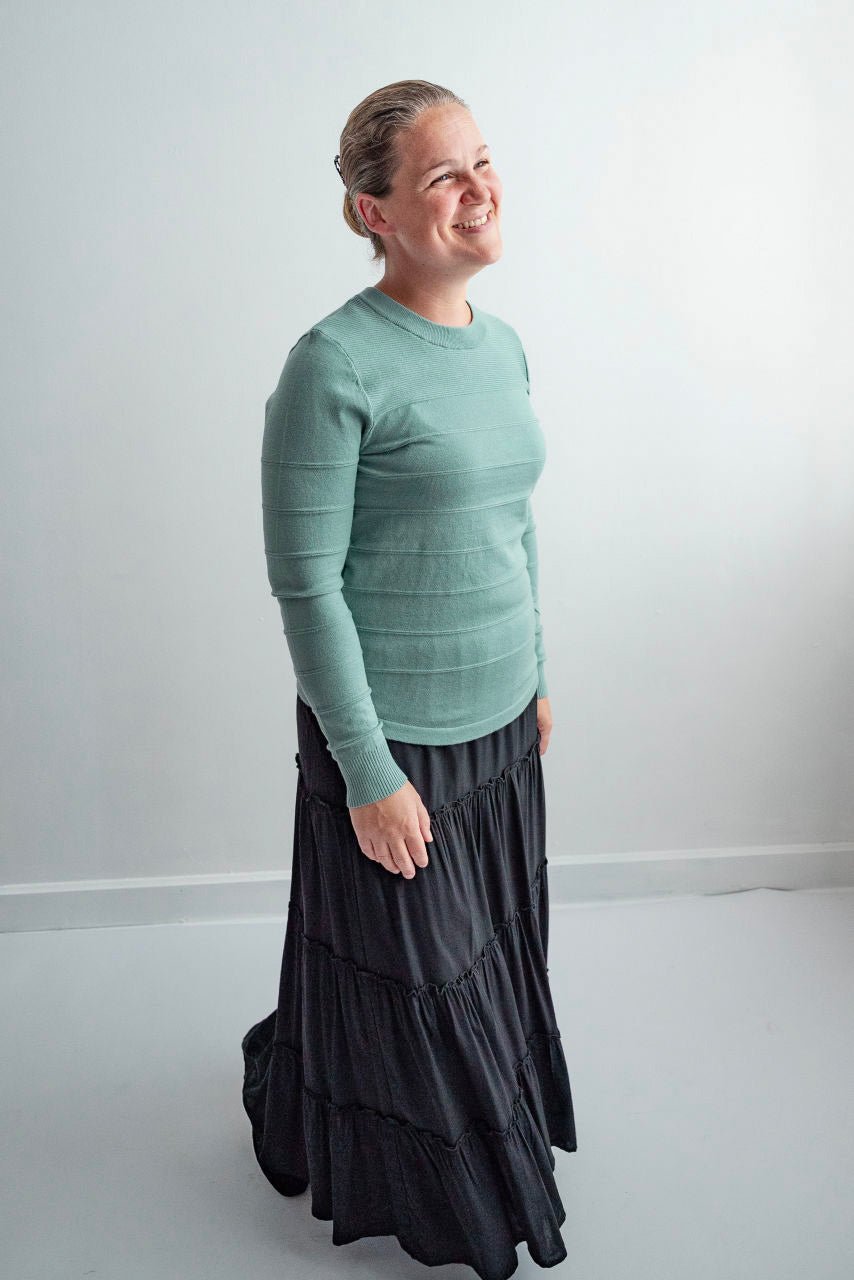 Camille Pin-tucked Sweater in Seaglass