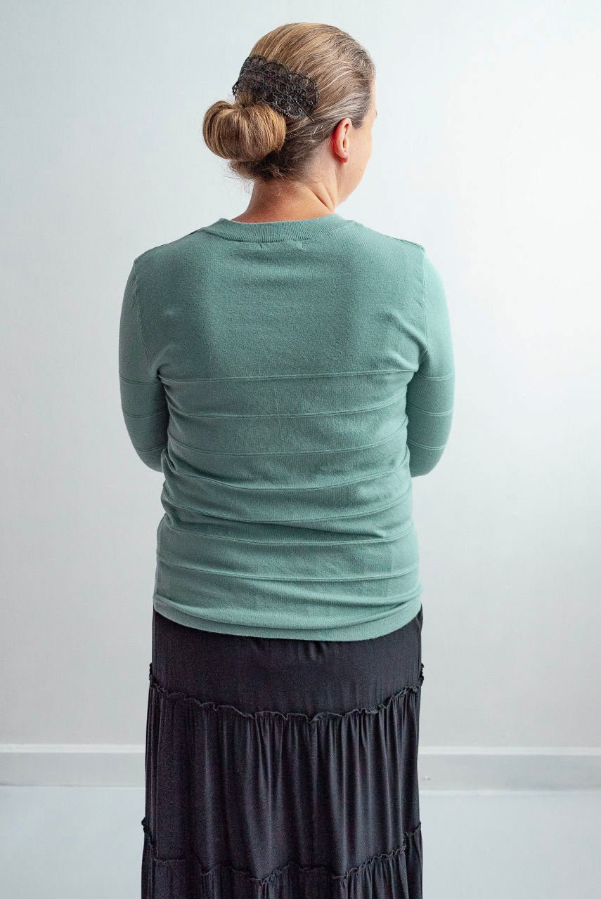 Camille Pin-tucked Sweater in Seaglass