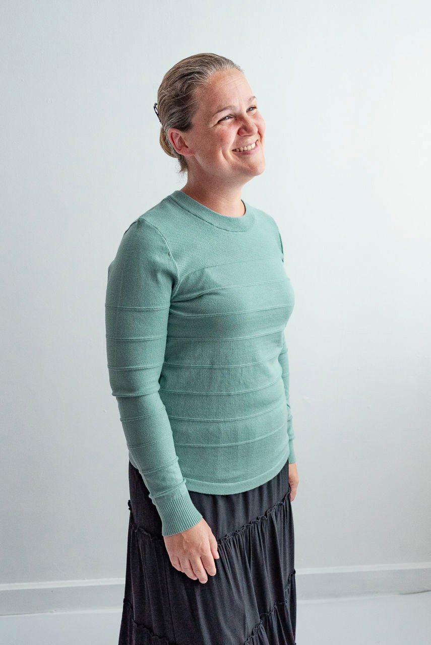 Camille Pin-tucked Sweater in Seaglass