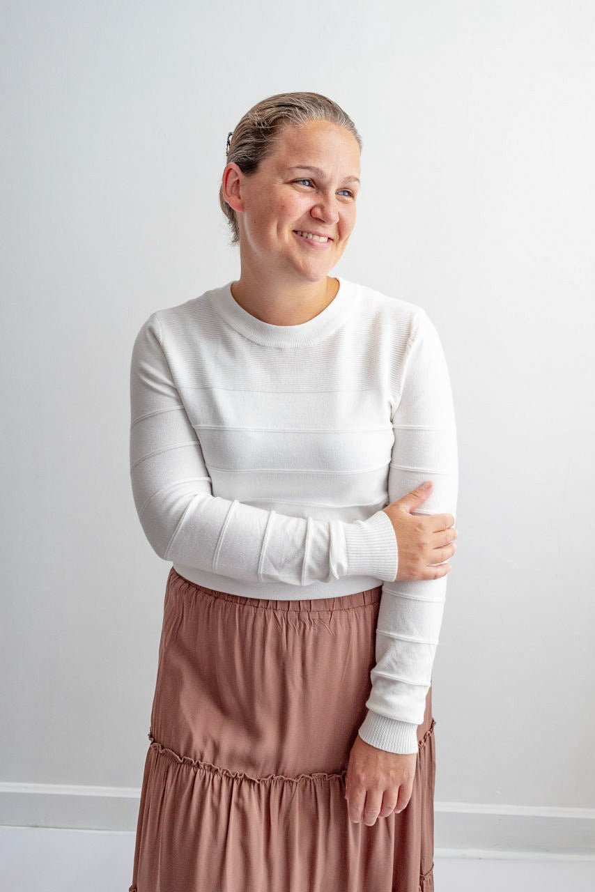 Camille Pintucked Sweater in Ivory