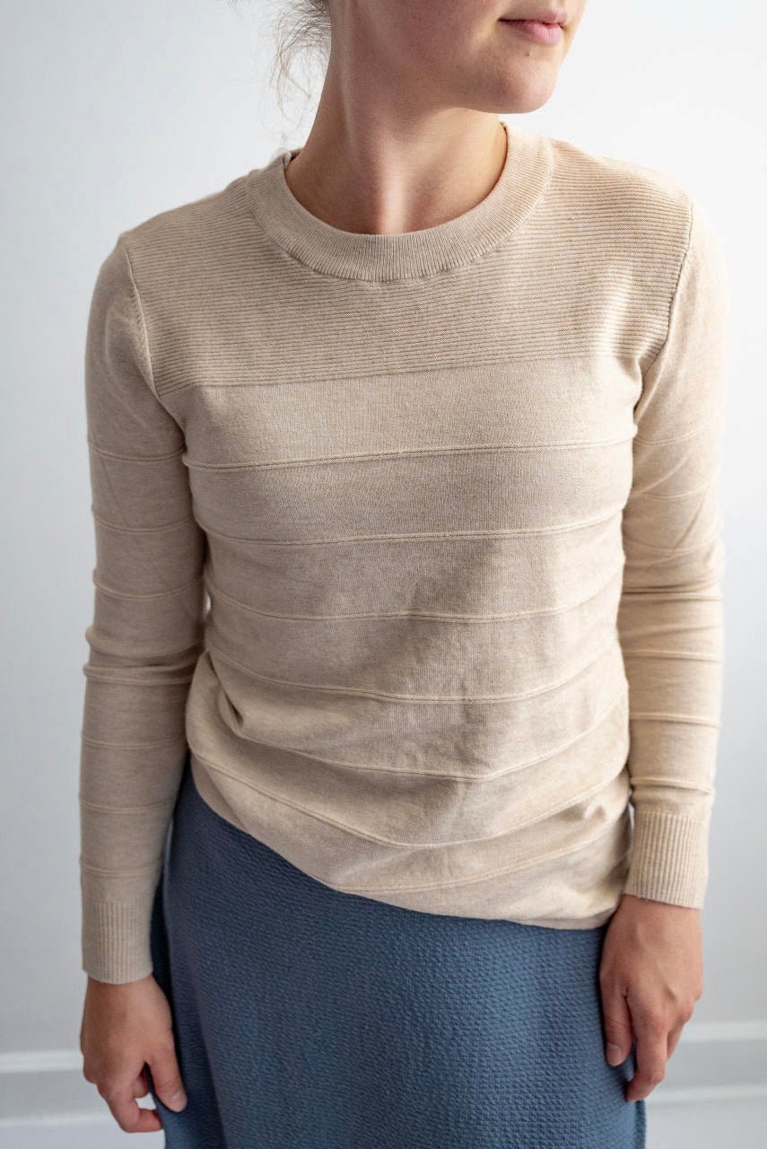 Camille Pintucked Sweater in Oatmeal