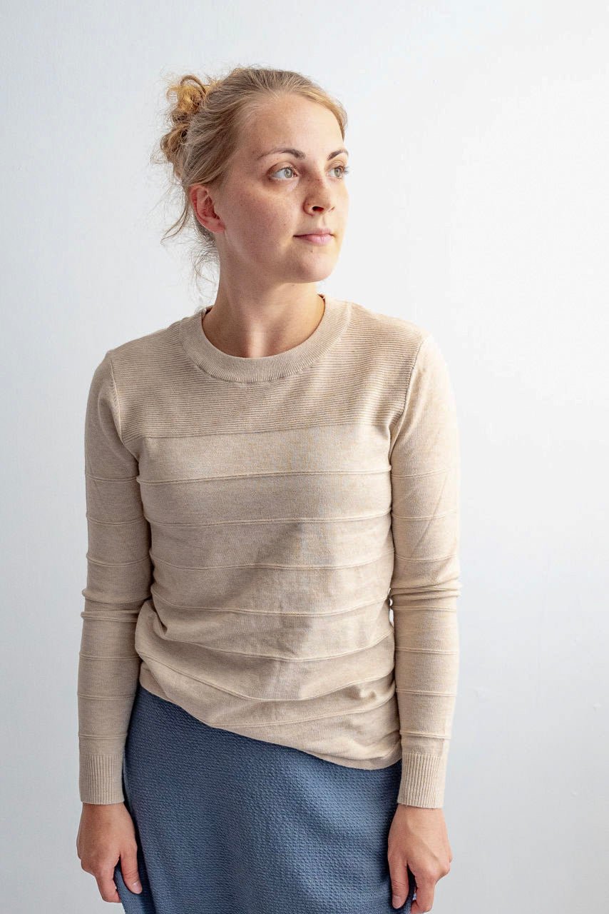 Camille Pintucked Sweater in Oatmeal