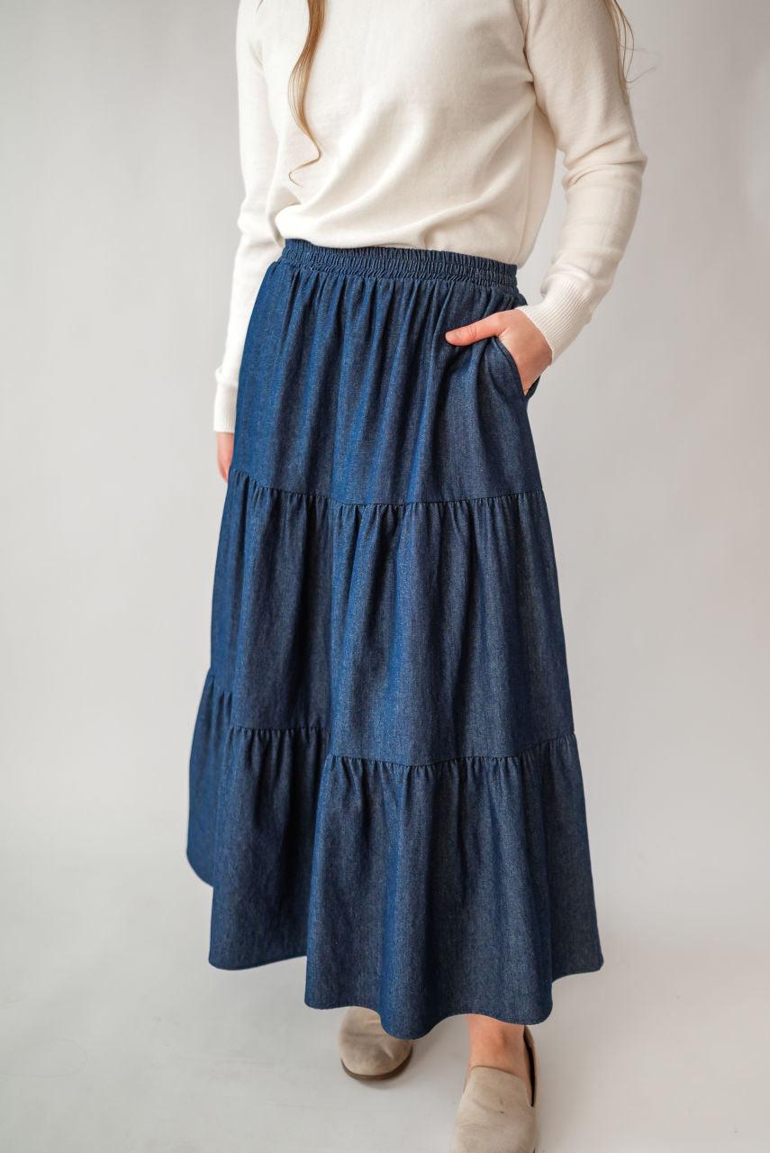 Celeste Tiered Skirt in Dark Wash - Celeste Tiered Skirt in Dark Wash - undefined - Salt and Honey