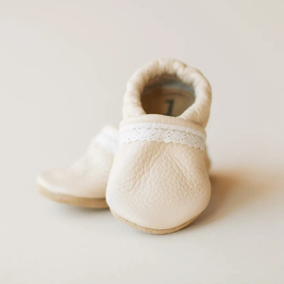 Baby Leather Slip-On Shoes in Cream