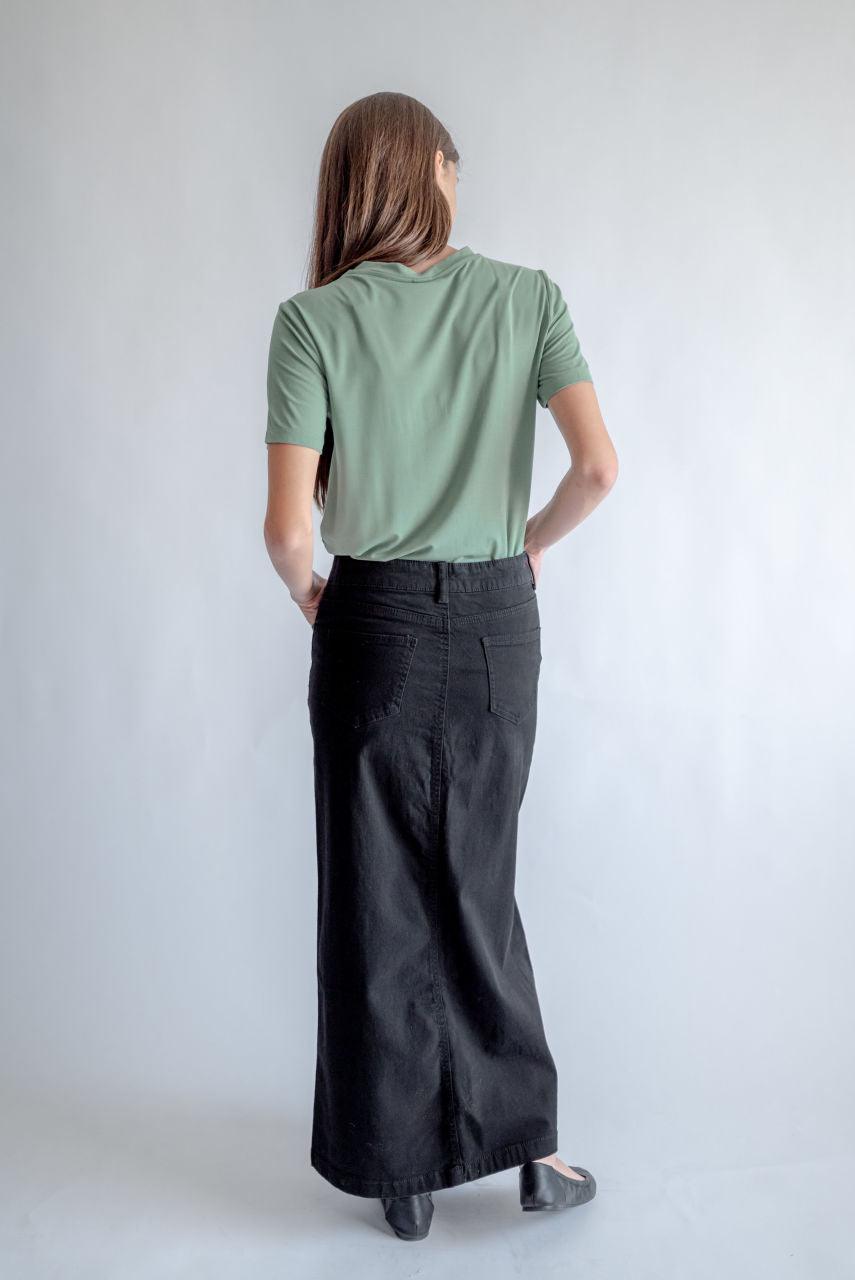 Elizabeth Maxi Skirt in Black Denim - Elizabeth Maxi Skirt in Black Denim - undefined - Salt and Honey
