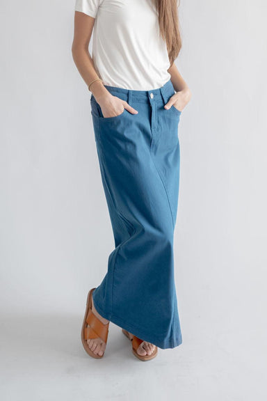 Elizabeth Maxi Skirt in Light Navy - Elizabeth Maxi Skirt in Light Navy - undefined - Salt and Honey