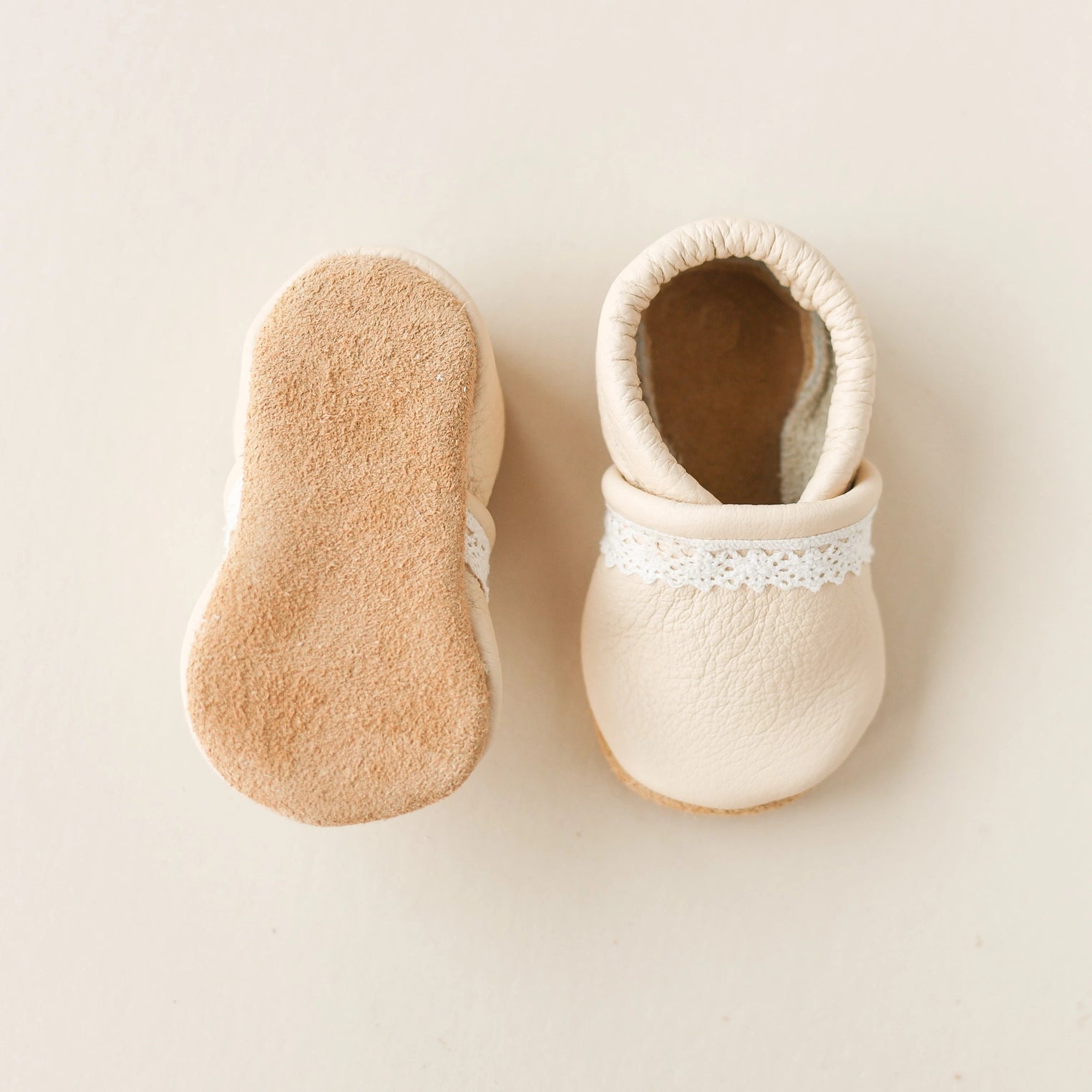 Baby Leather Slip-On Shoes in Cream