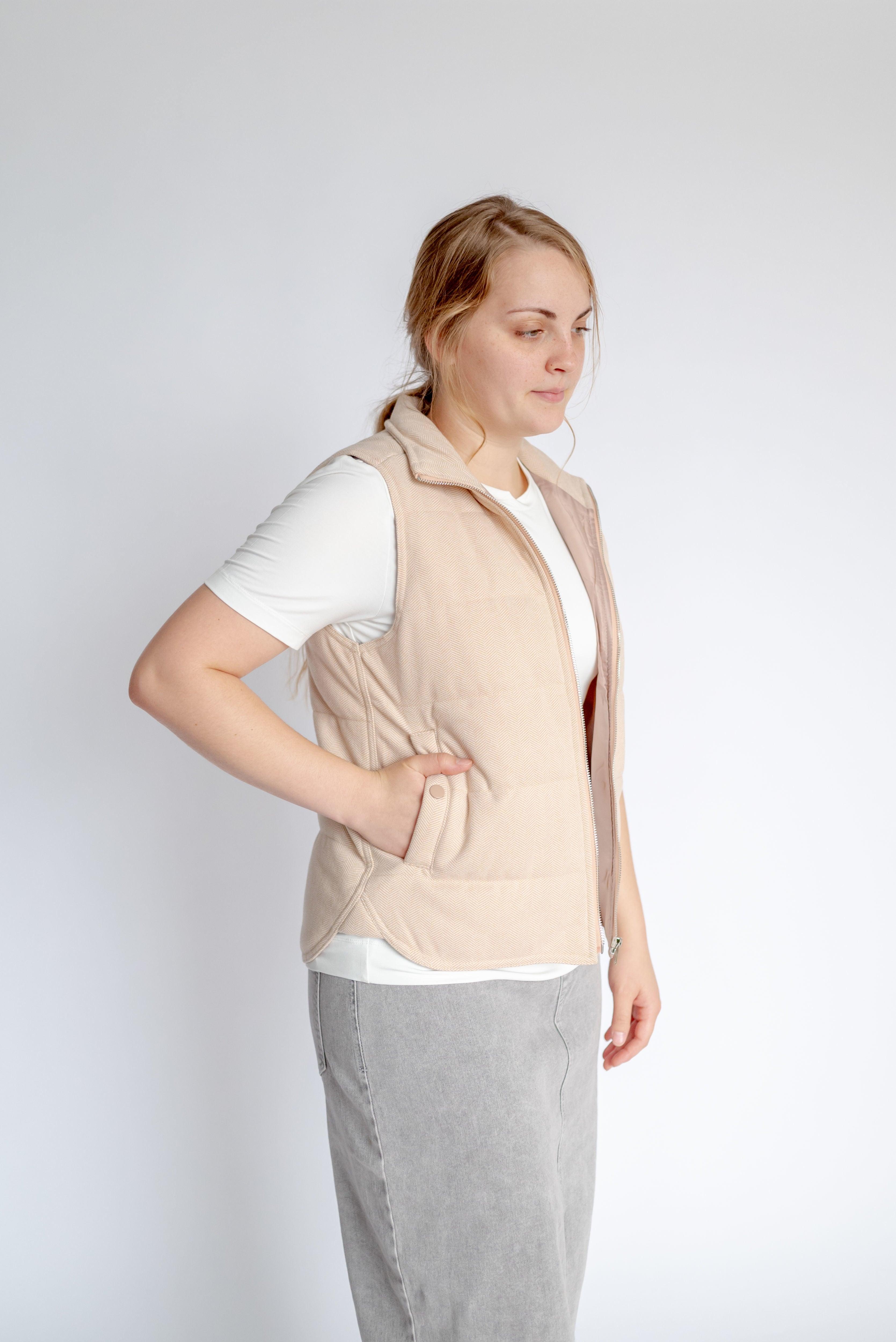 Fiona Vest in Textured Taupe - Fiona Vest in Textured Taupe - undefined - Salt and Honey