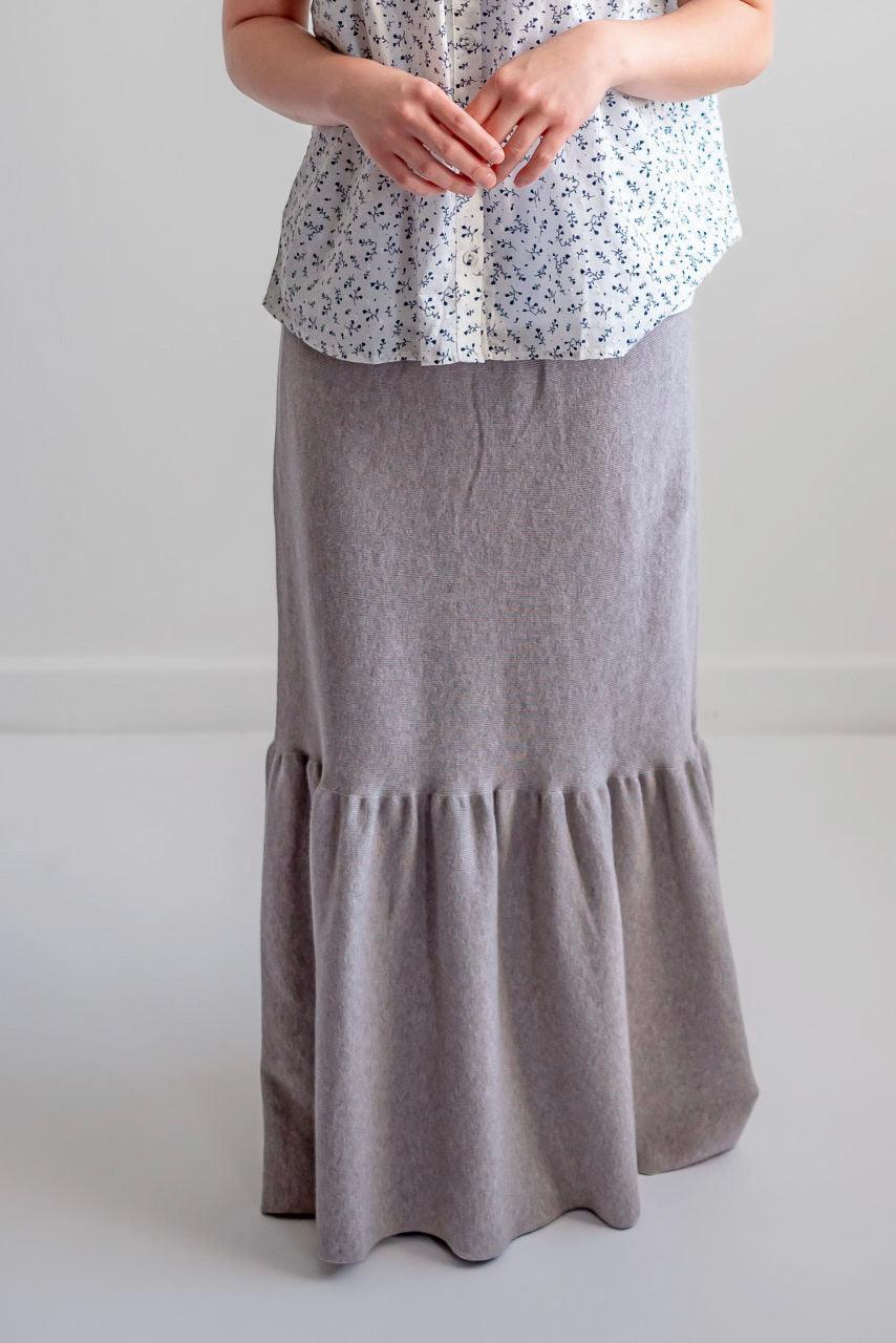 Gabrielle Knit Maxi Skirt in Heather Gray - Gabrielle Knit Maxi Skirt in Heather Gray - S - Salt and Honey