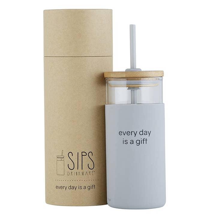 Glass Tumbler With Straw - Every Day Is A Gift - Glass Tumbler With Straw - Every Day Is A Gift - undefined - Salt and Honey