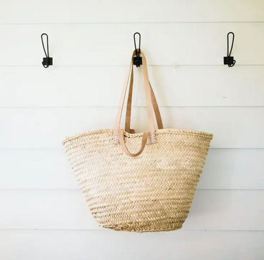 Handmade French Straw Bag with Double Flat Leather Straps - Handmade French Straw Bag with Double Flat Leather Straps - Default Title - Salt and Honey