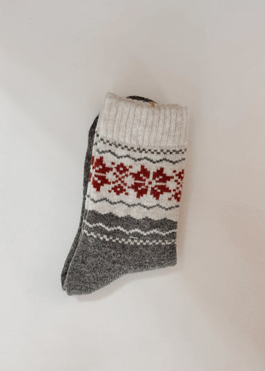 Snowflake Patterned Socks in Charcoal - Snowflake Patterned Socks in Charcoal - Default Title - Salt and Honey