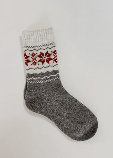 Snowflake Patterned Socks in Charcoal - Snowflake Patterned Socks in Charcoal - Default Title - Salt and Honey