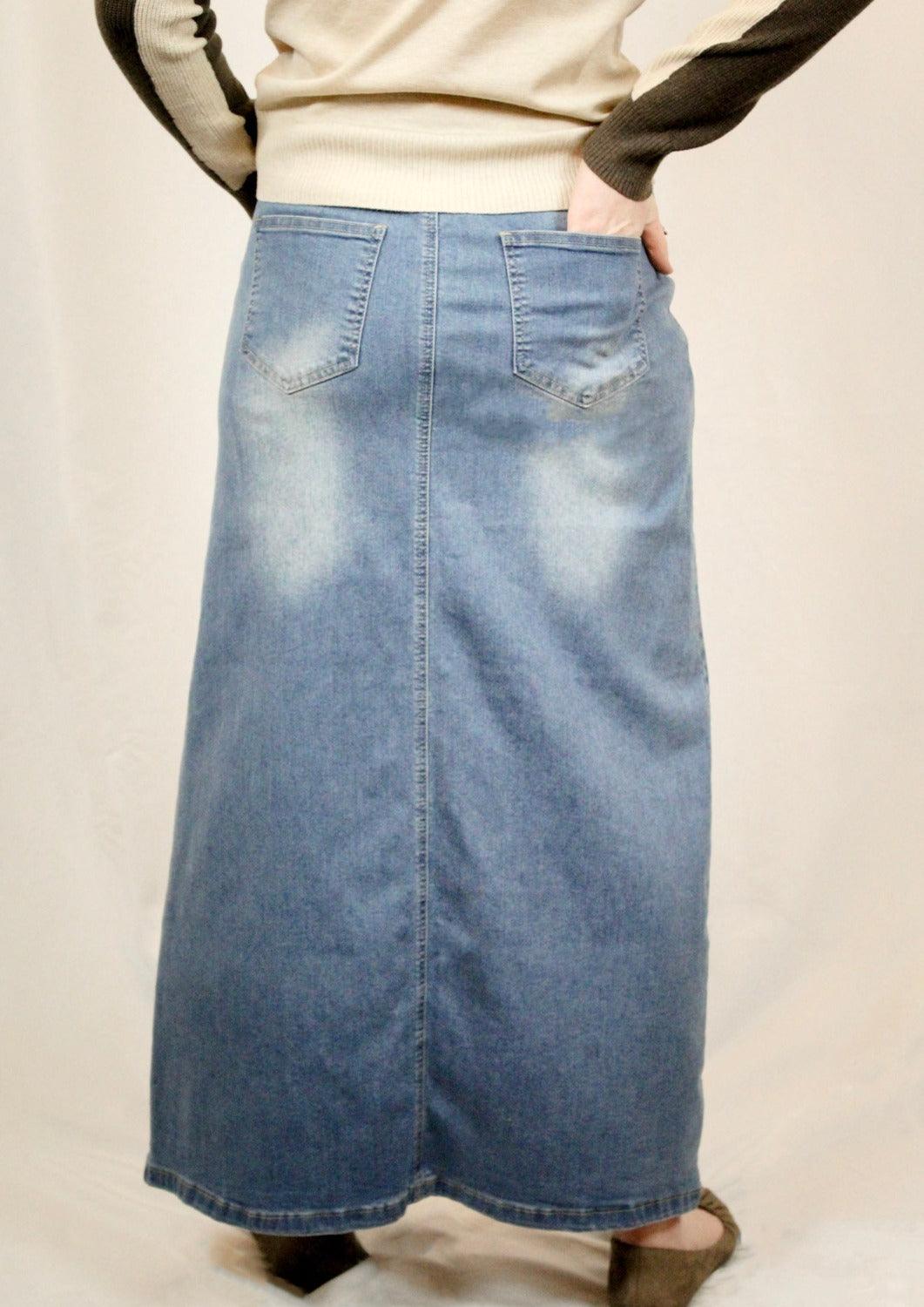Jessa Vintage Wash Long Denim Skirt - FINAL SALE - Jessa Vintage Wash Long Denim Skirt - FINAL SALE - undefined - Salt and Honey
