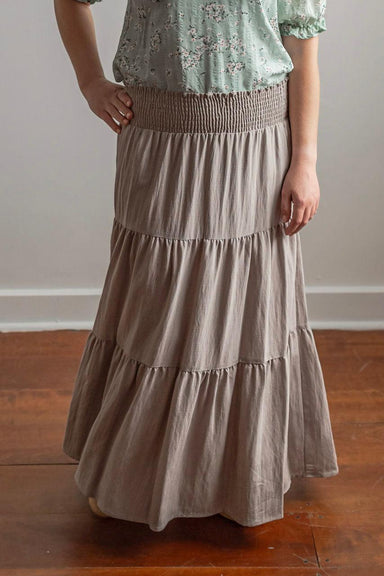 Julia Tiered Maxi Skirt in Sand - Julia Tiered Maxi Skirt in Sand - S - Salt and Honey