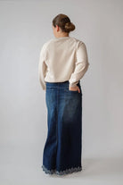 Kenzie Embroidered Dark Denim Skirt - Kenzie Embroidered Dark Denim Skirt - S - Salt and Honey