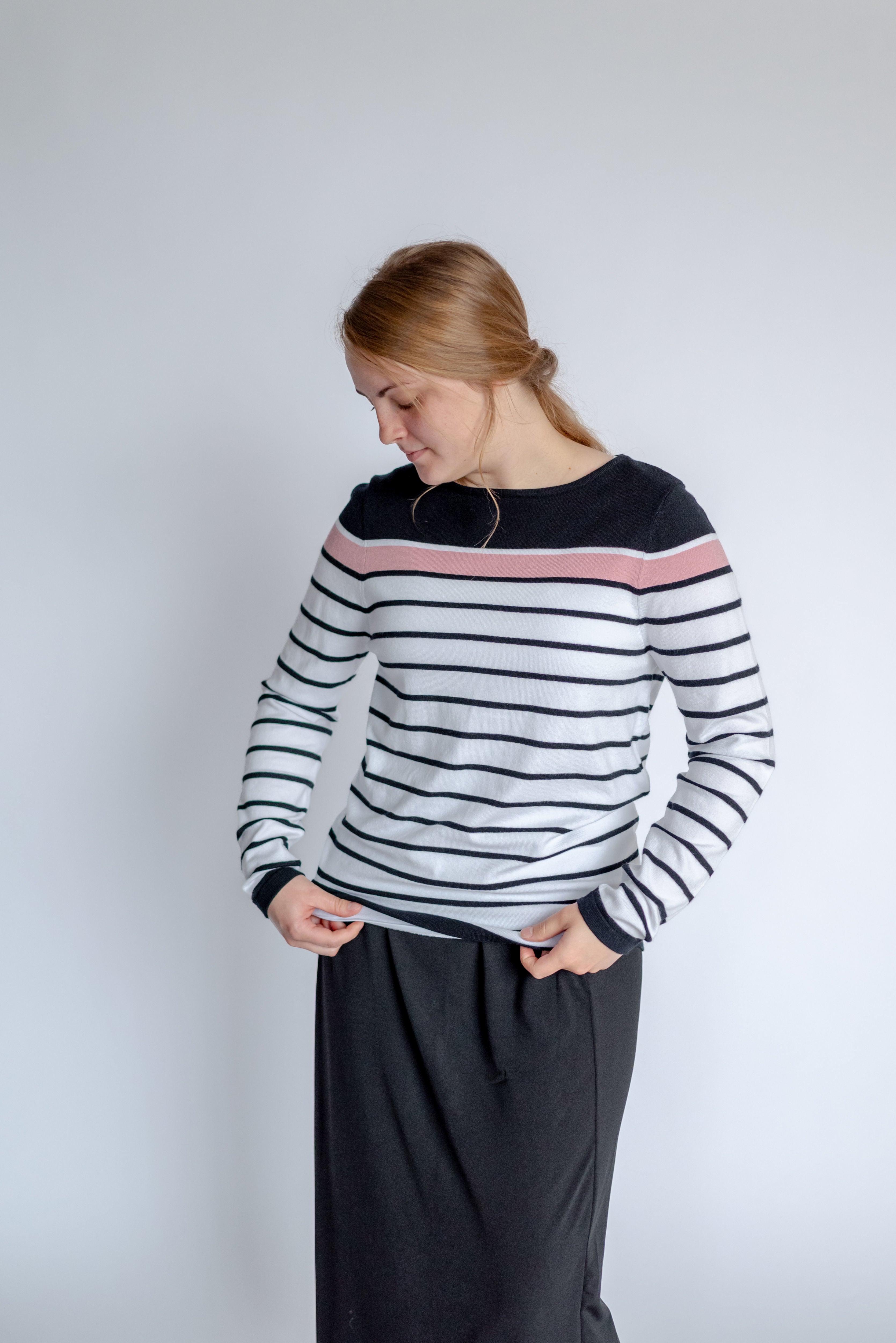 Kimberly Striped Sweater in Ivory and Rose - Kimberly Striped Sweater in Ivory and Rose - undefined - Salt and Honey